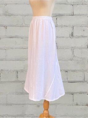 Vintage White Midi Skirt - Cotton Gauze Trumpet Skirt